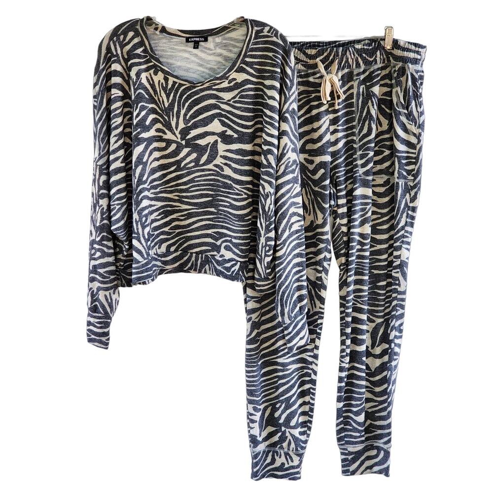 Express Zebra Print Lounge Set Top & Joggers | Co… - image 6